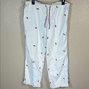 Gap Body White Dog Print Pajama Pants | Pink Bow Puppies | Size M